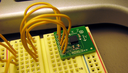 close-up of accelerometer breakout board